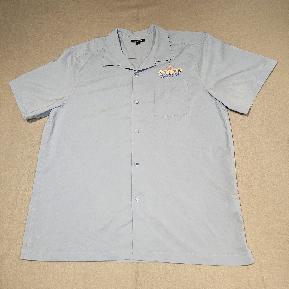 Port Authority Men's Light Blue Short Sleeve‎ Shirt With Design Size XXL